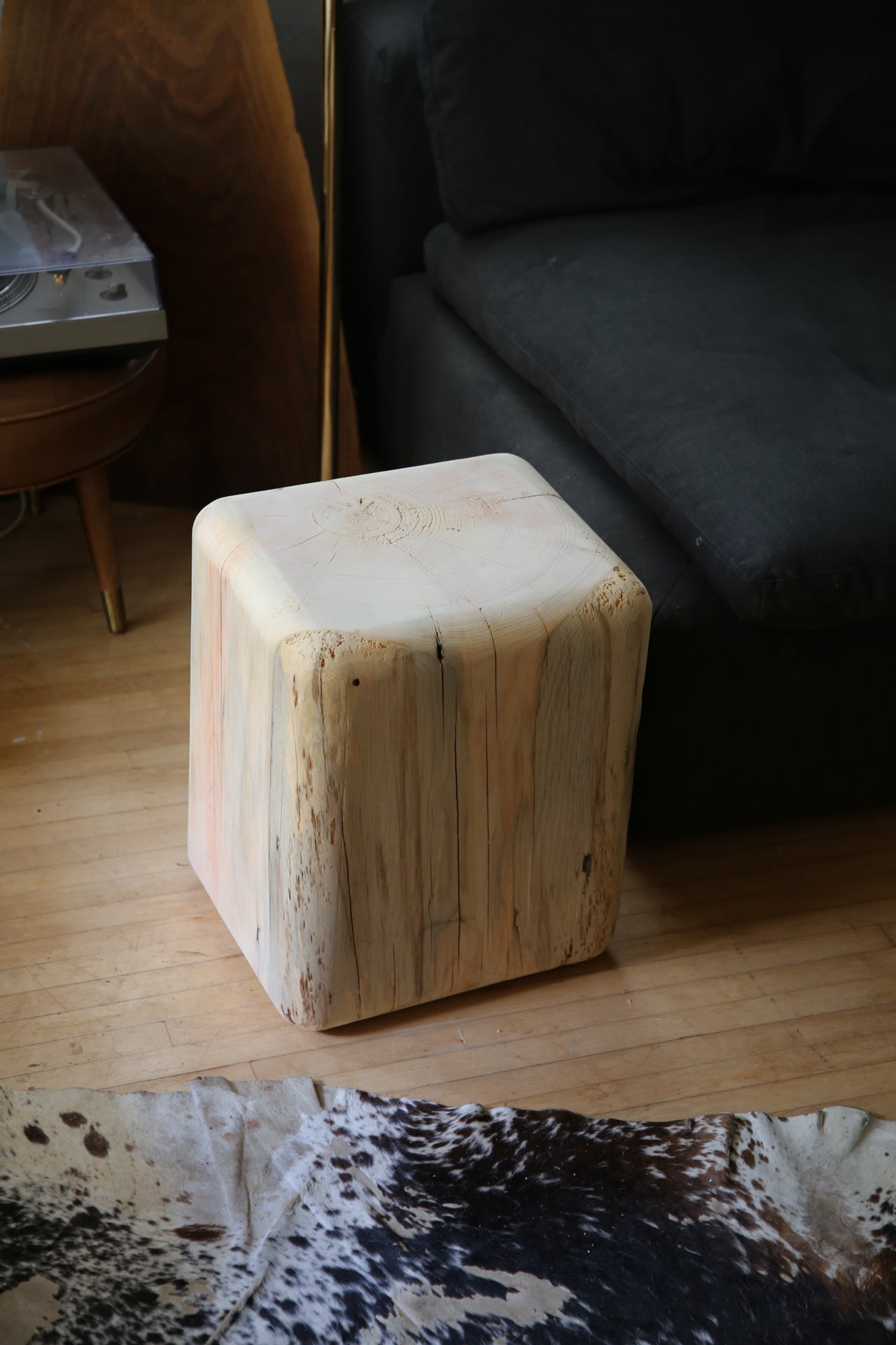 Rustic Rounded Timber Side Table
