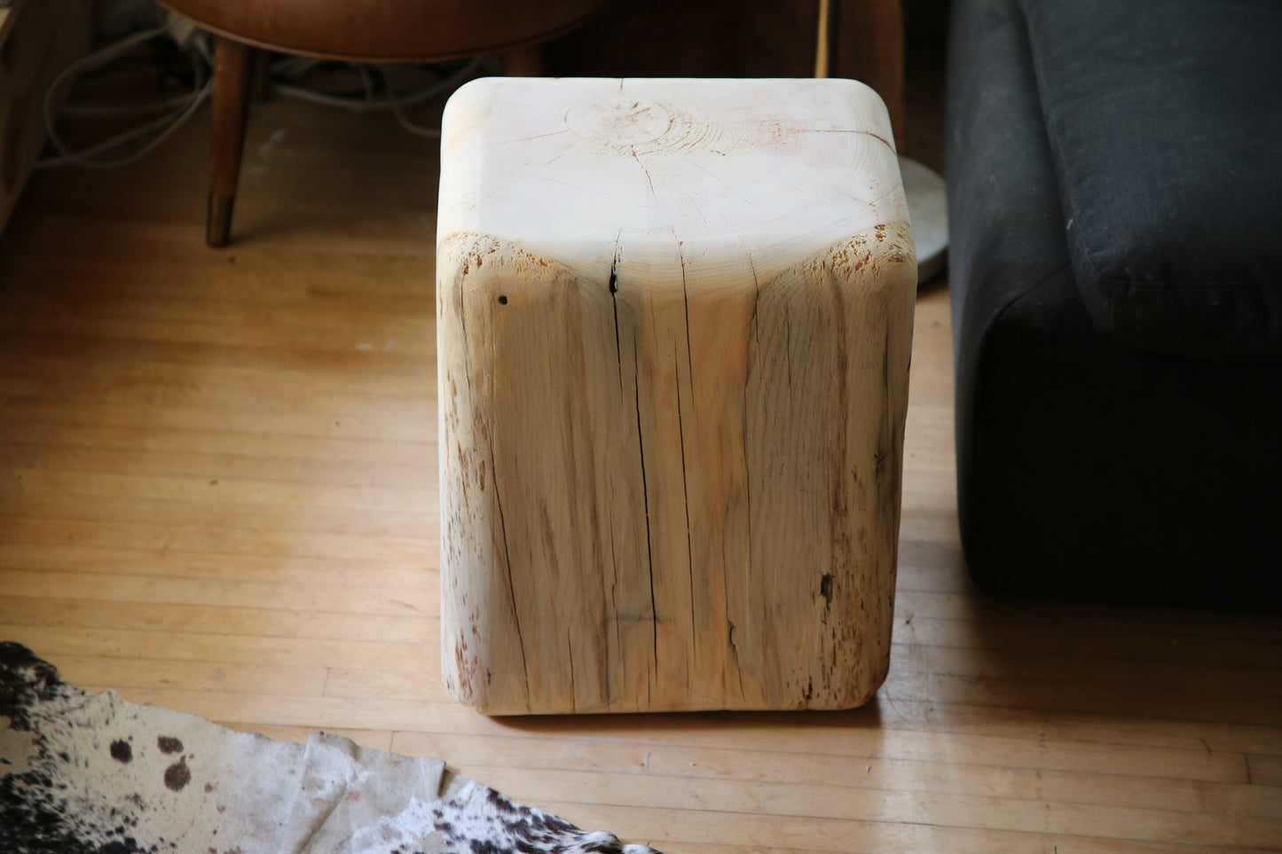 Rustic Rounded Timber Side Table