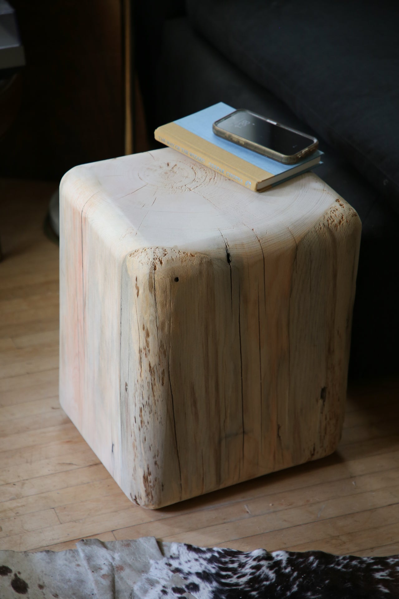 Rustic Rounded Timber Side Table